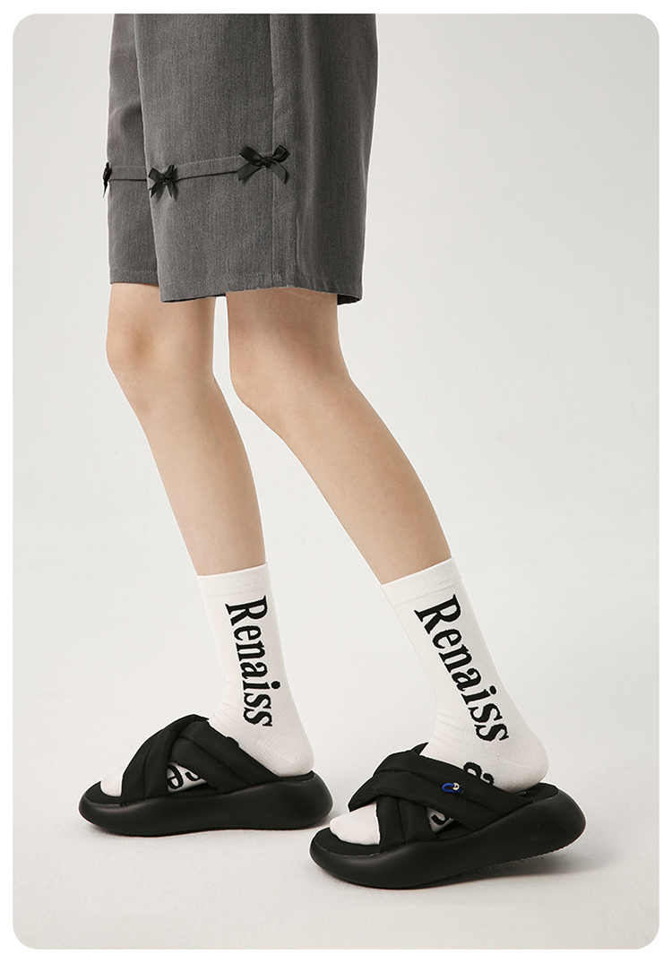 LL Socks Women Crew Socks Sweet Cool Charm Plaid Striped Letter Socks 5 Pairs