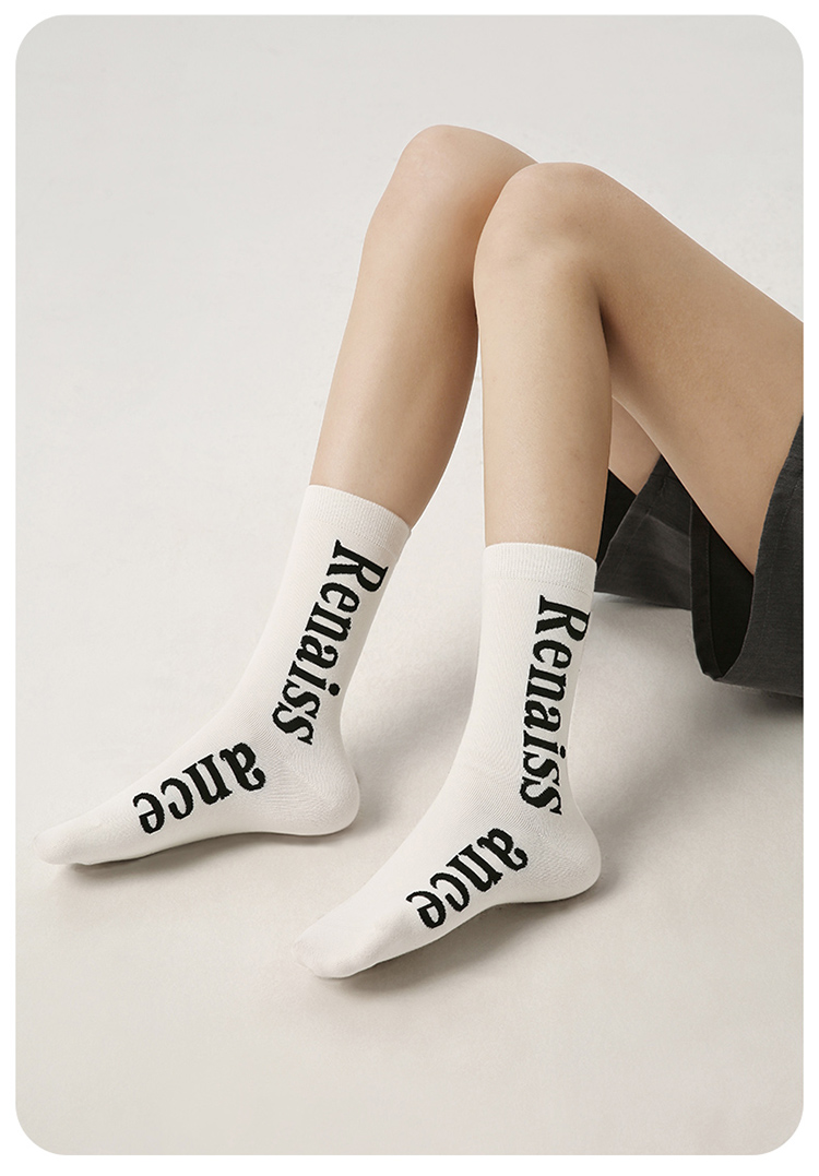 LL Socks Women Crew Socks Sweet Cool Charm Plaid Striped Letter Socks 5 Pairs