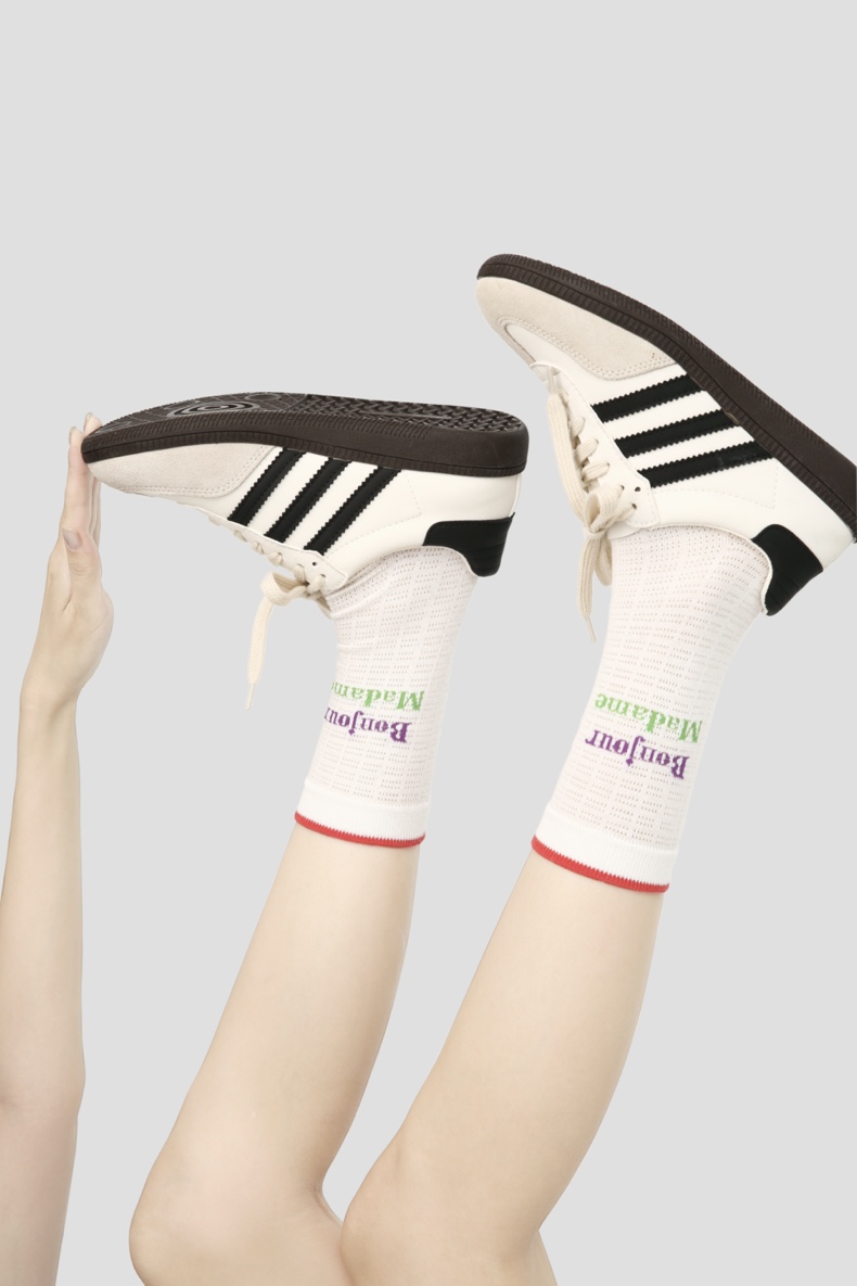 LL Socks Women Crew Socks Time Speaks Not Creative Stripes Socks Polka Dot Socks 5 Pairs