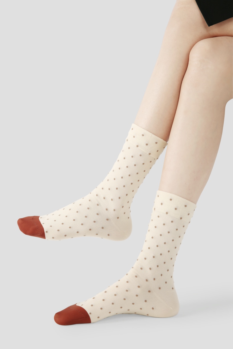 LL Socks Women Crew Socks Twilight Brewing the Moon Retro Stripes Polka Dot Socks 5 Pairs