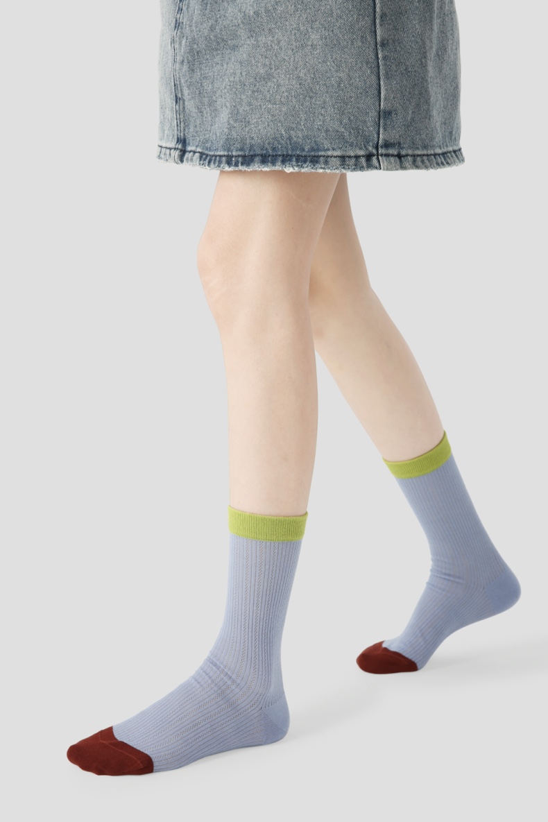 LL Socks Women Crew Socks Twilight Brewing the Moon Retro Stripes Polka Dot Socks 5 Pairs