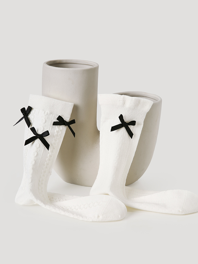LL Socks Women Crew Socks White Bow Tie Best Girlfriend Socks 5 Pairs
