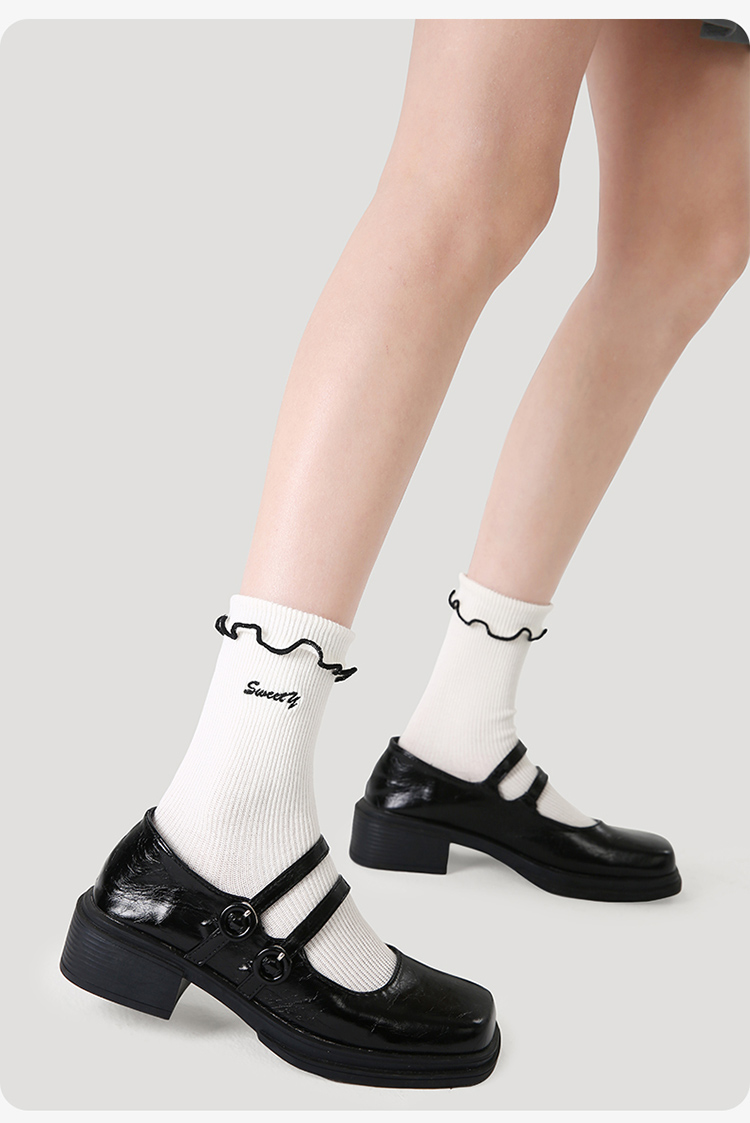 LL Socks Women Crew Socks White Bow Tie Best Girlfriend Socks 5 Pairs
