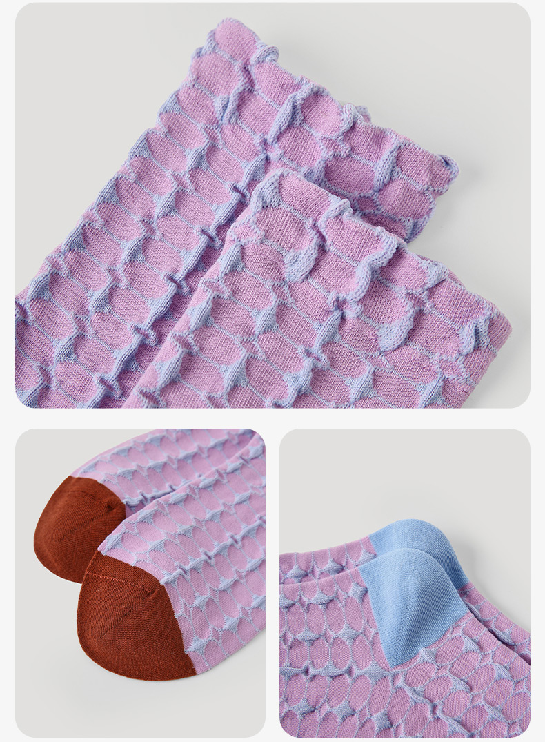 LL Socks Women Crew Socks Yun Hu Not Like Retro Embossed Flower Socks 5 Pairs