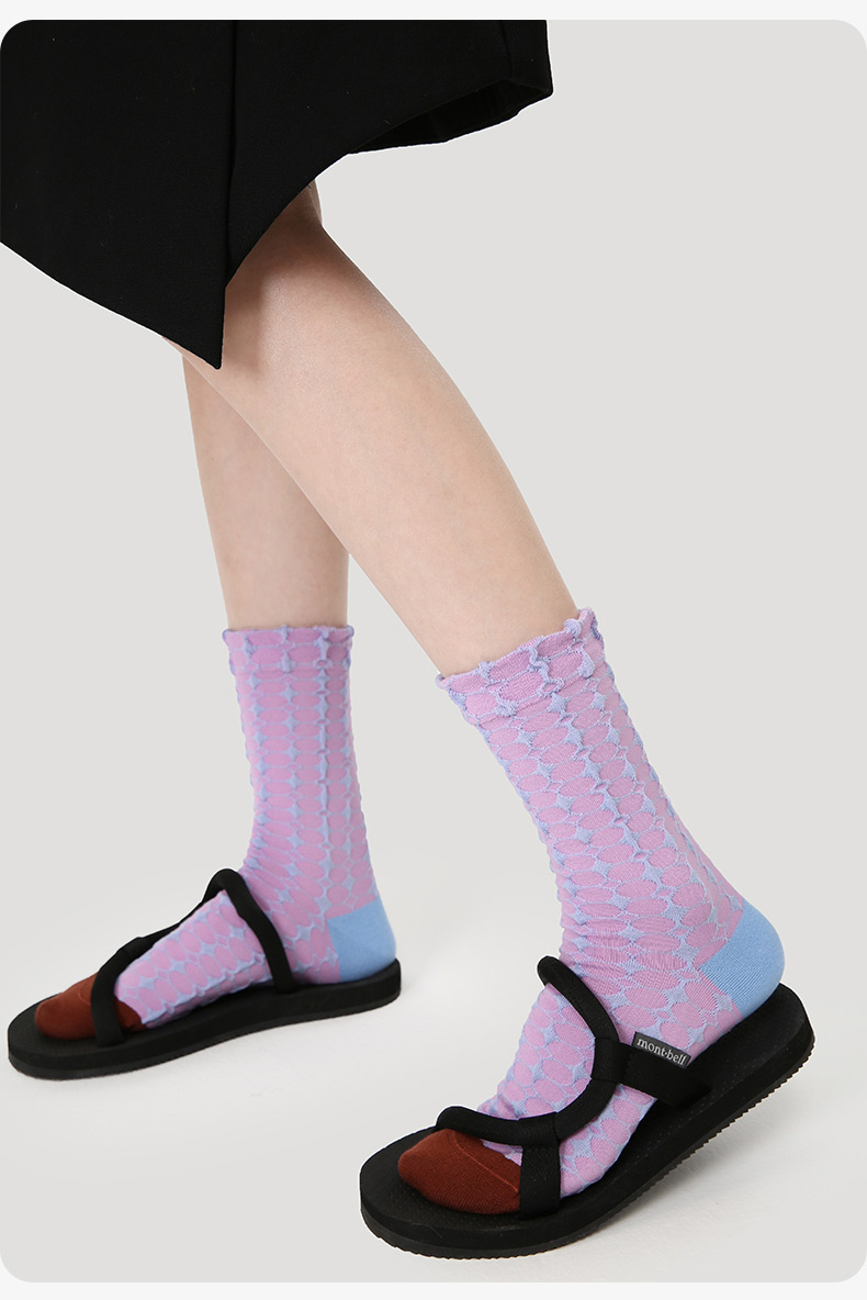 LL Socks Women Crew Socks Yun Hu Not Like Retro Embossed Flower Socks 5 Pairs