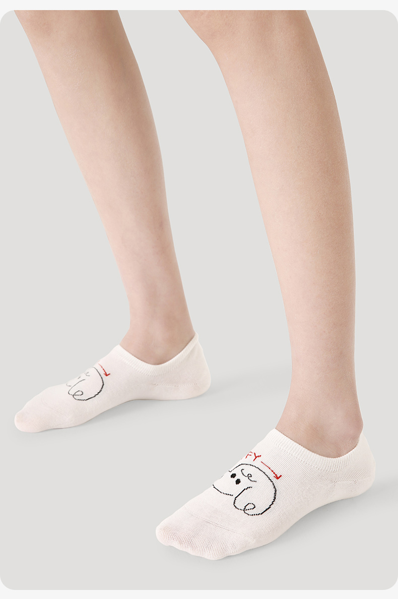 LL Socks Women Low Rise Socks Black and White Playground Letter Stripes Animal Socks 5 Pairs