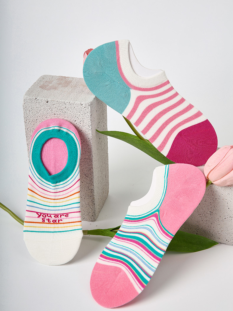 LL Socks Women Low Rise Socks Dreamy Frames Stripes Polka Dot Letter Socks 5 Pairs