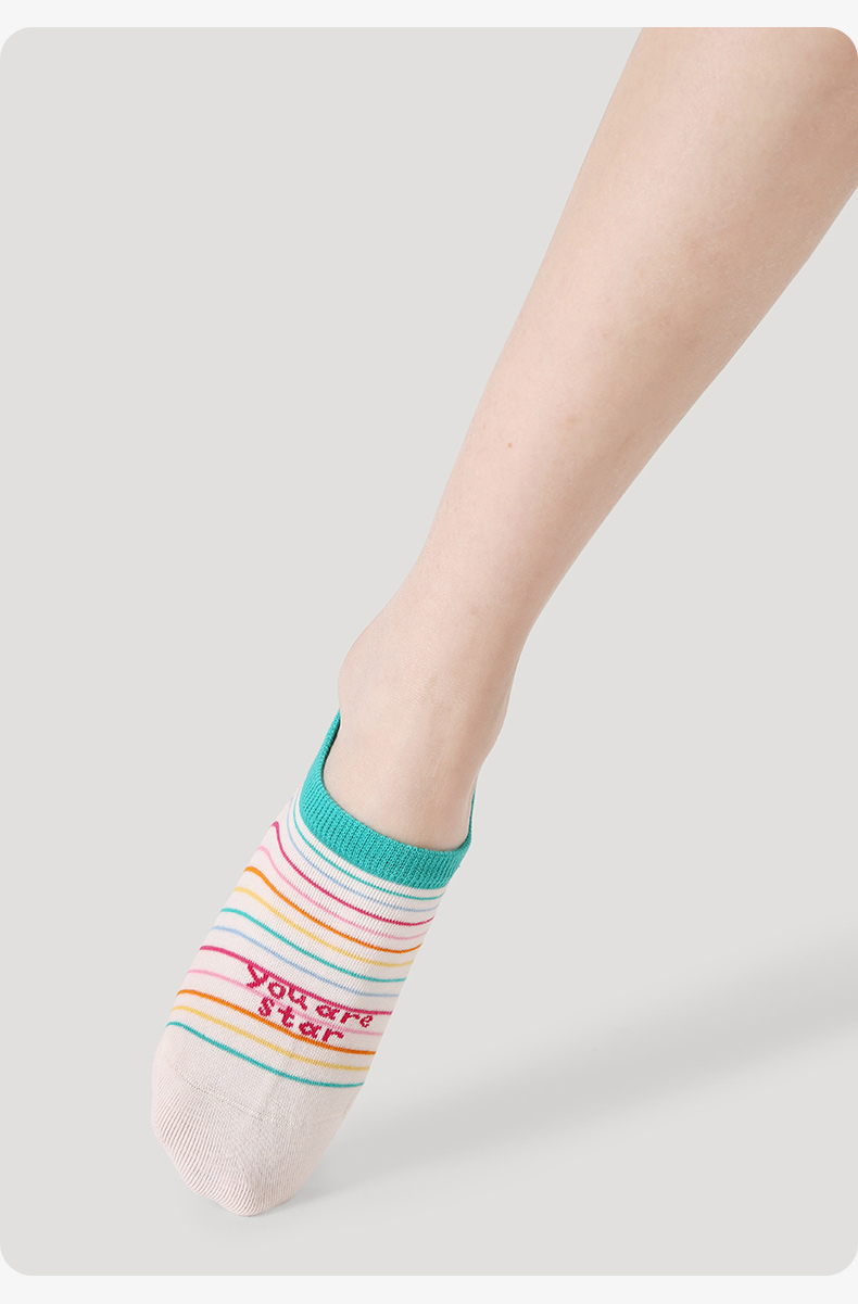 LL Socks Women Low Rise Socks Dreamy Frames Stripes Polka Dot Letter Socks 5 Pairs