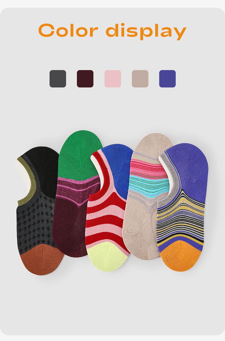 LL Socks Women Low Rise Socks Enjoying Morning Tea Alone Fashion Stripes Letter Socks 5 Pairs