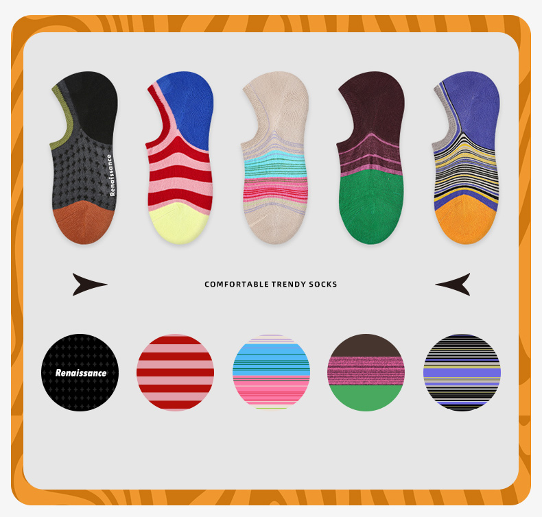 LL Socks Women Low Rise Socks Enjoying Morning Tea Alone Fashion Stripes Letter Socks 5 Pairs