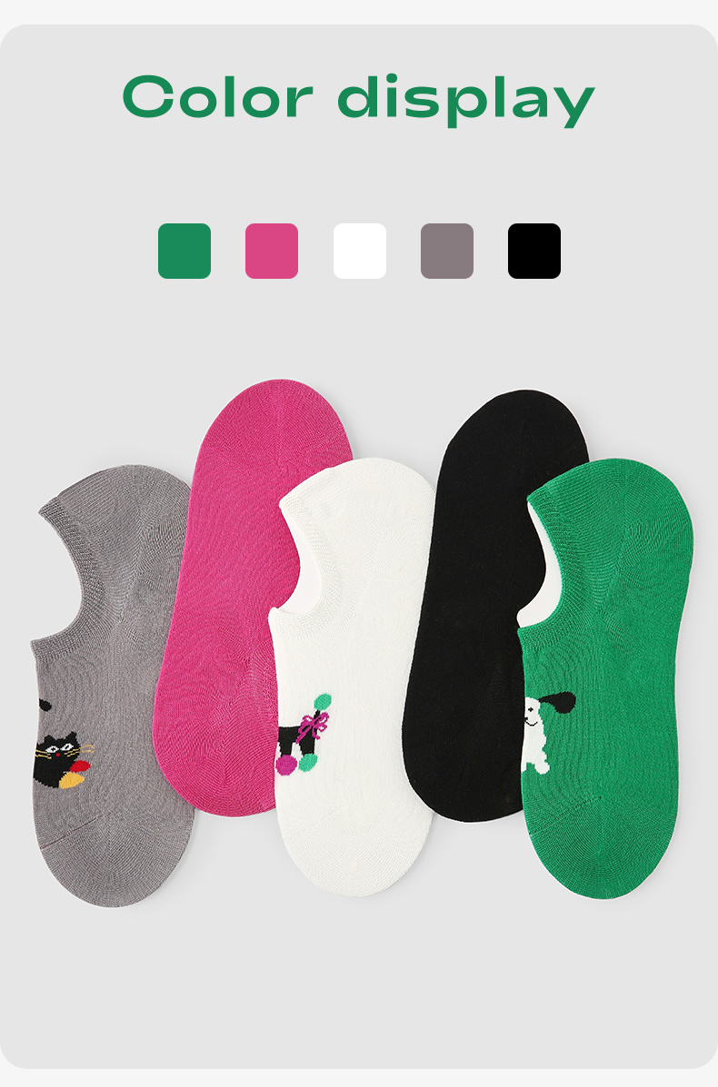 LL Socks Women Low Rise Socks Happy Gathering Cute Cartoon Animal Socks 5 Pairs