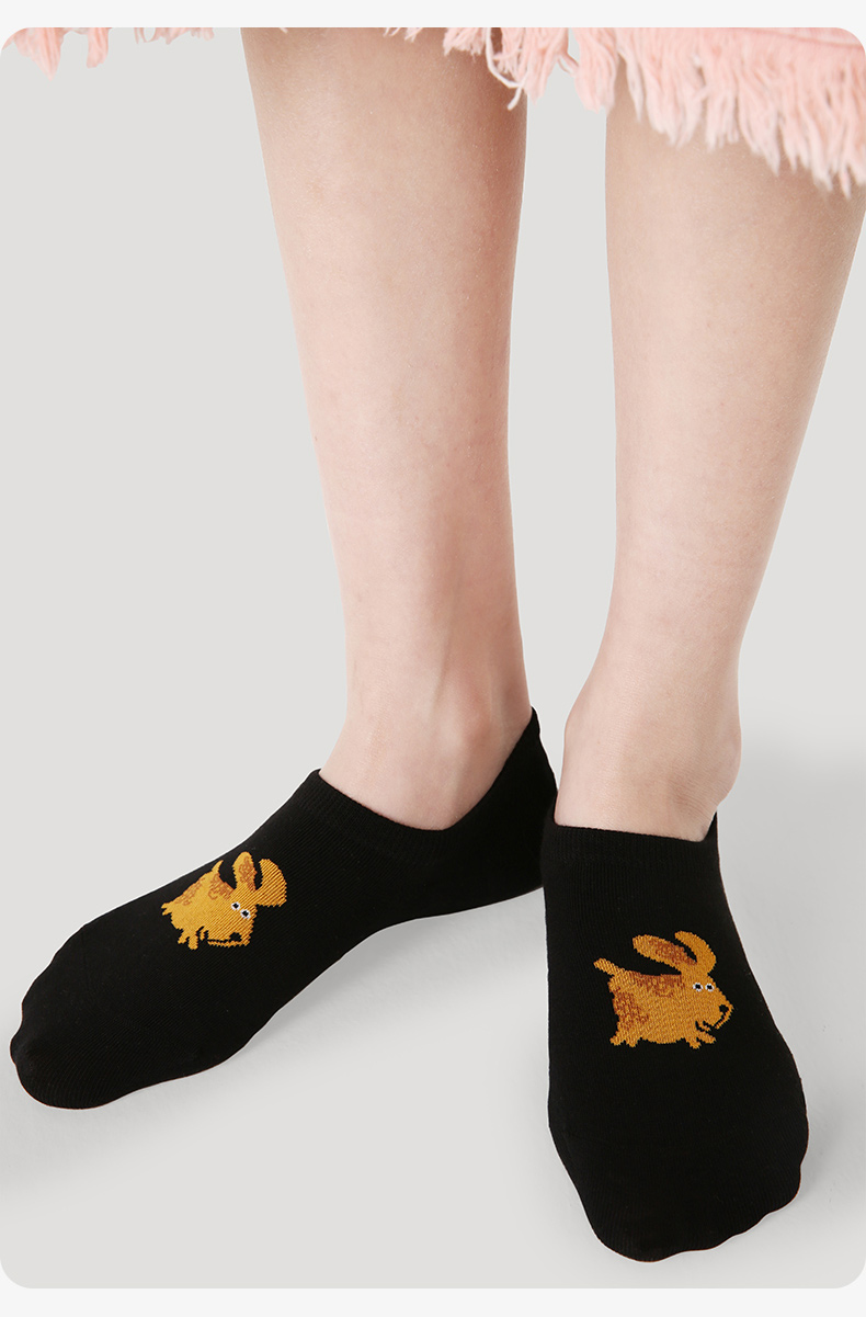 LL Socks Women Low Rise Socks Happy Gathering Cute Cartoon Animal Socks 5 Pairs