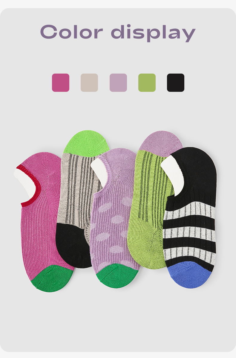 LL Socks Women Low Rise Socks Light Air Travel Stripes Polka Dot Letter Socks 5 Pairs