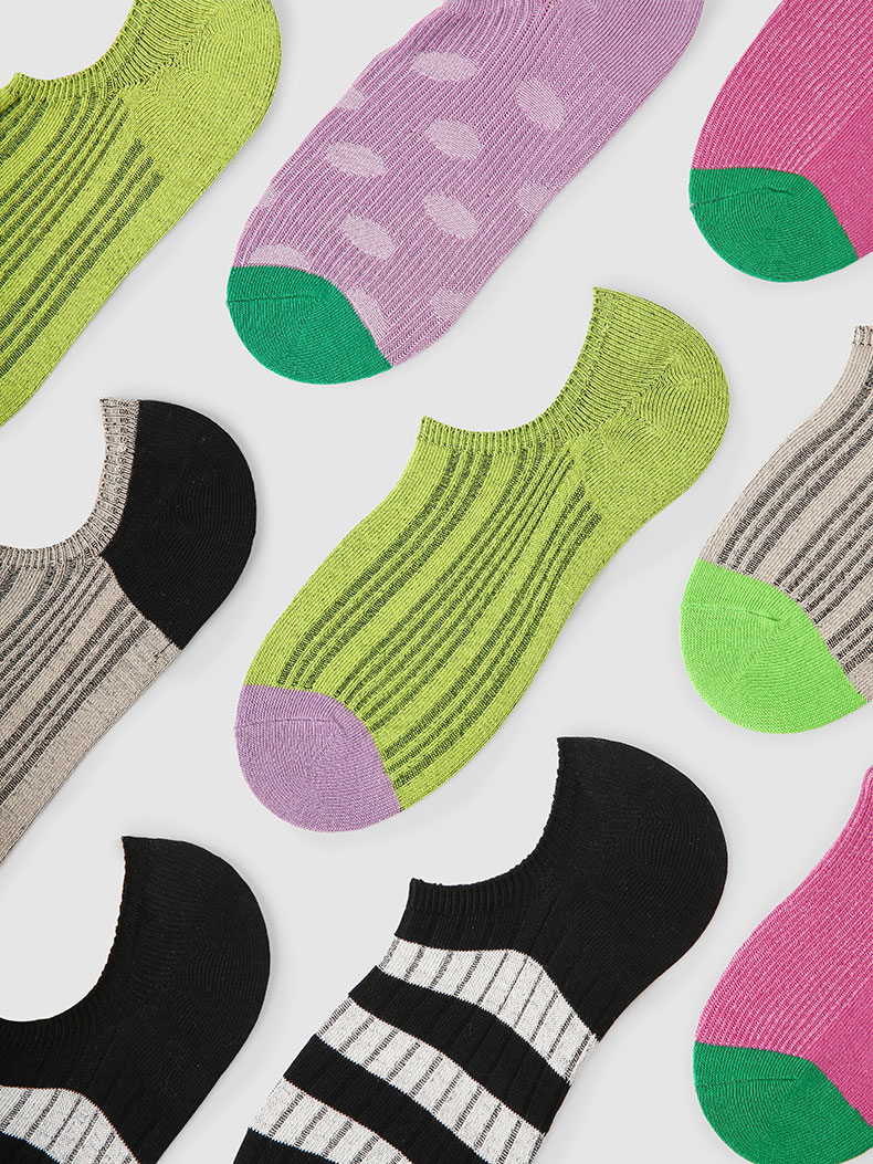 LL Socks Women Low Rise Socks Light Air Travel Stripes Polka Dot Letter Socks 5 Pairs