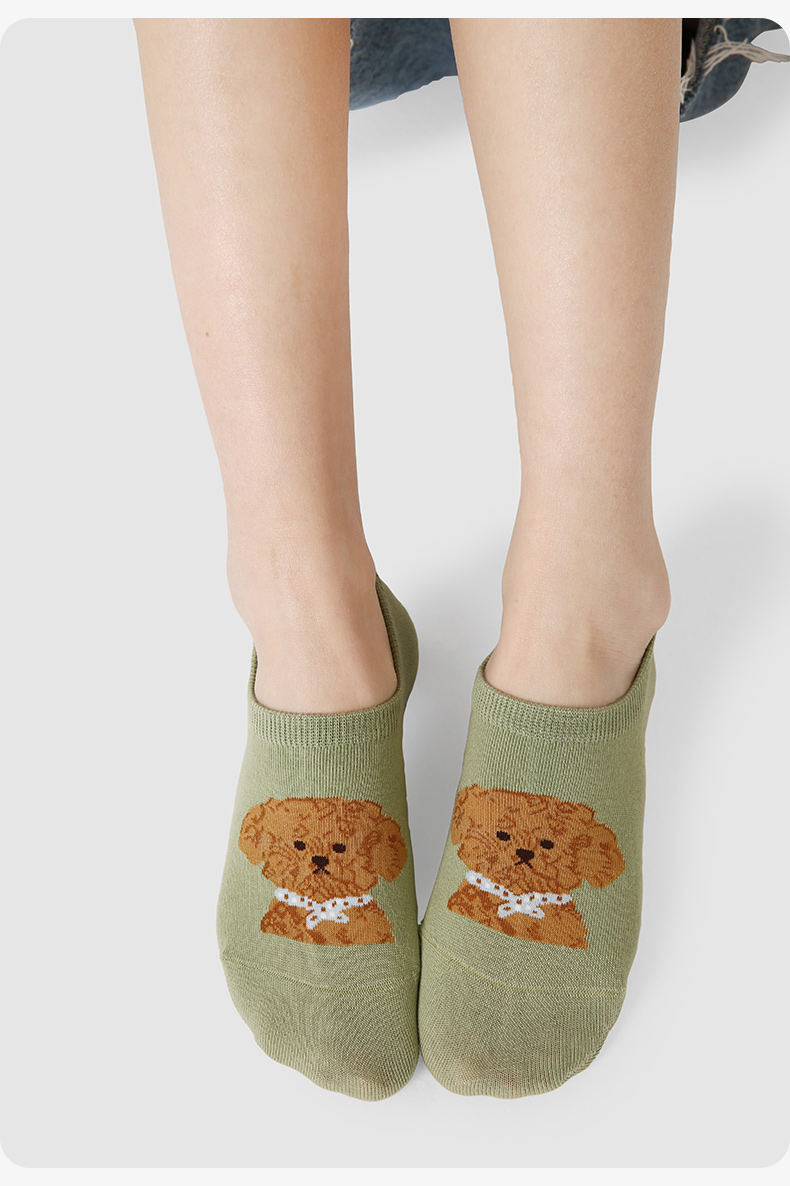 LL Socks Women Low Rise Socks Woofy Partners Cute Animal Couple Socks 5 Pairs
