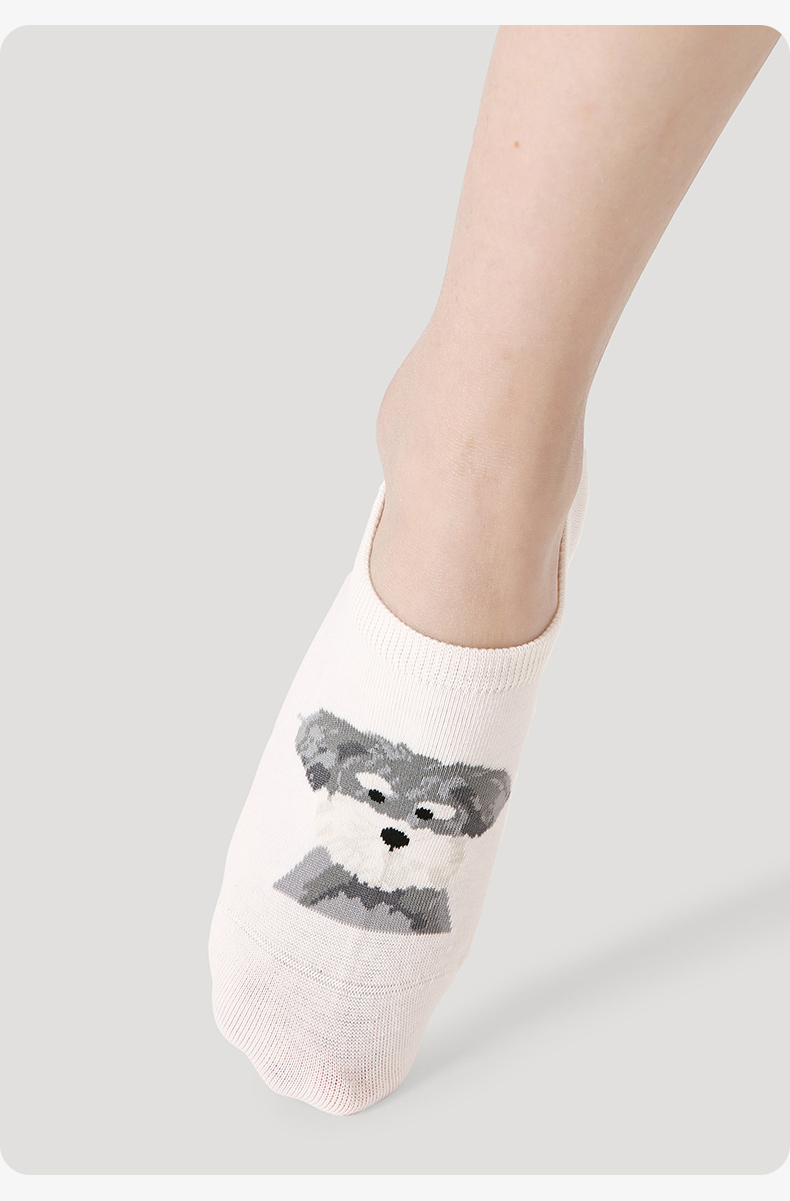 LL Socks Women Low Rise Socks Woofy Partners Cute Animal Couple Socks 5 Pairs