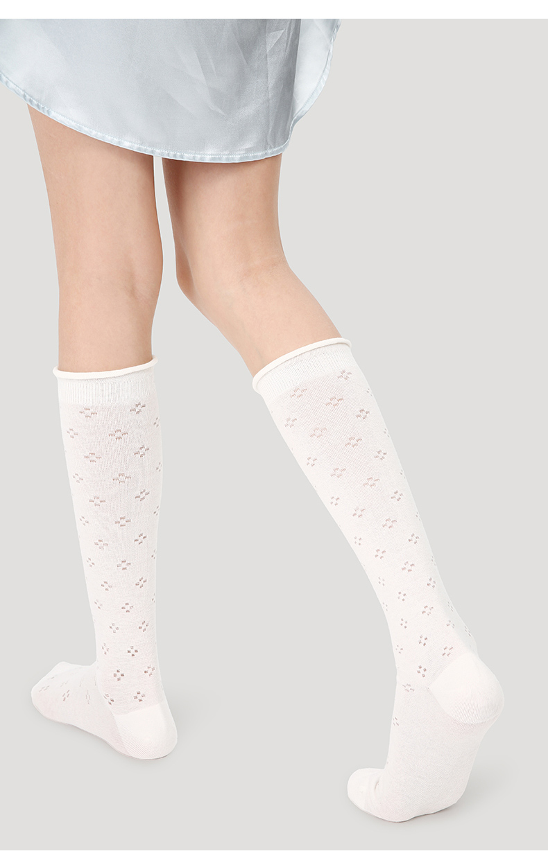 LL Socks Women White Crew Socks Intoxicated by the Sun Dots Solid Color Socks 1 Pairs