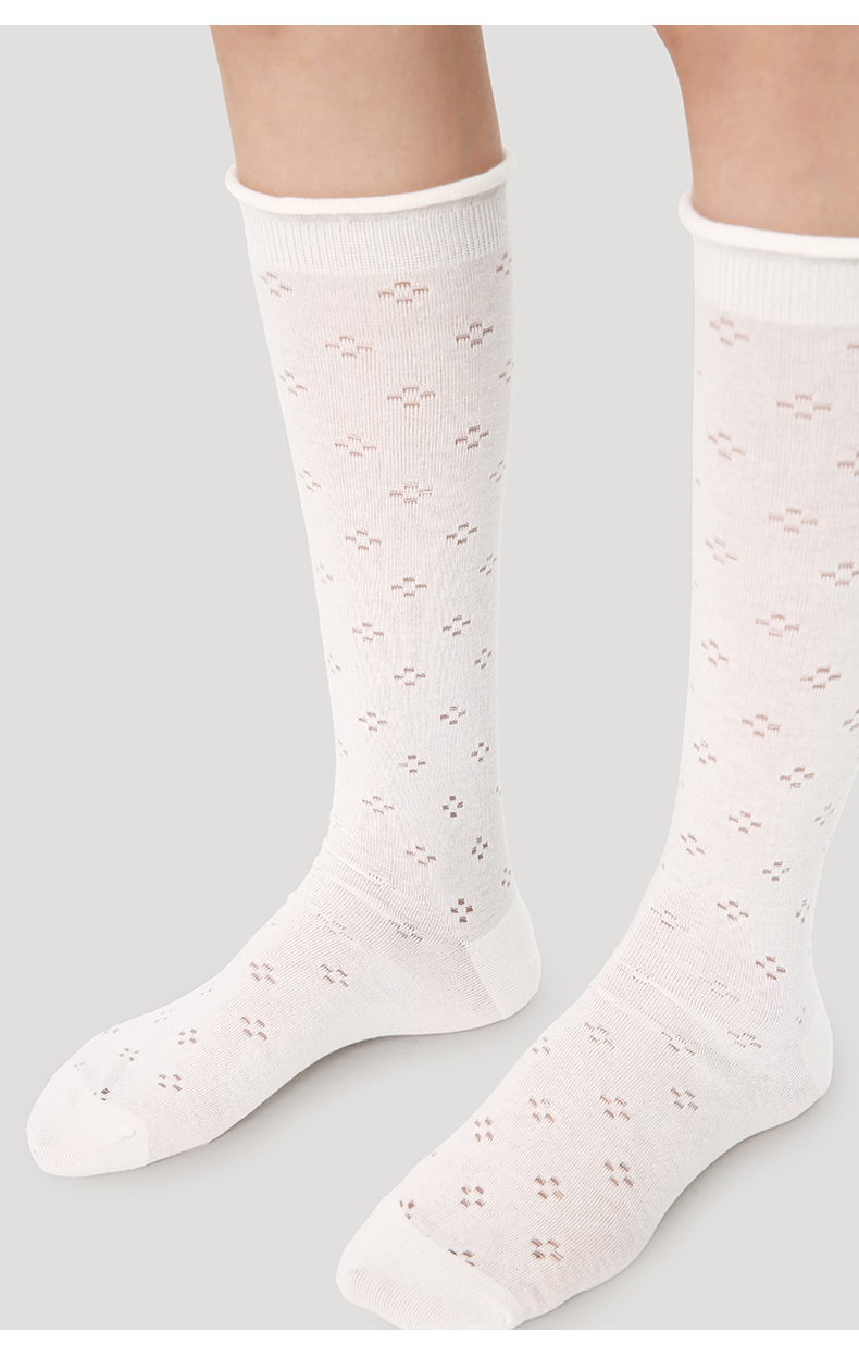 LL Socks Women White Crew Socks Intoxicated by the Sun Dots Solid Color Socks 1 Pairs