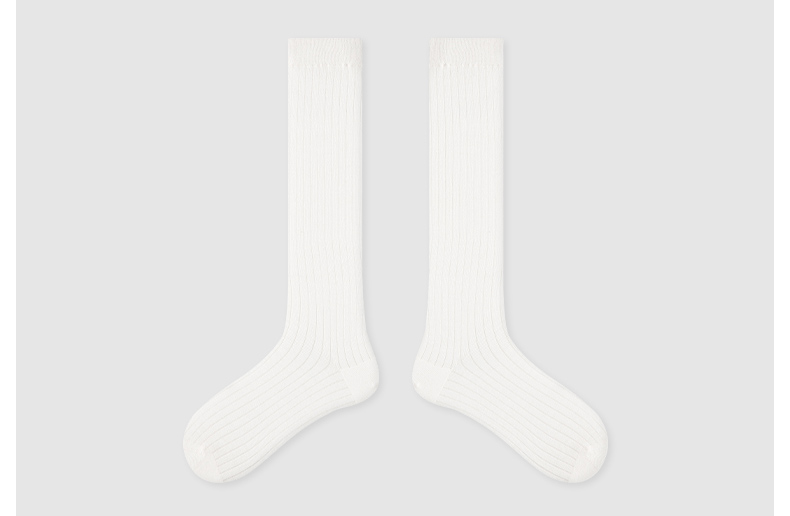 LL Socks Women White Crew Socks Mountain Island White Tea Solid Color striped Socks 1 Pairs