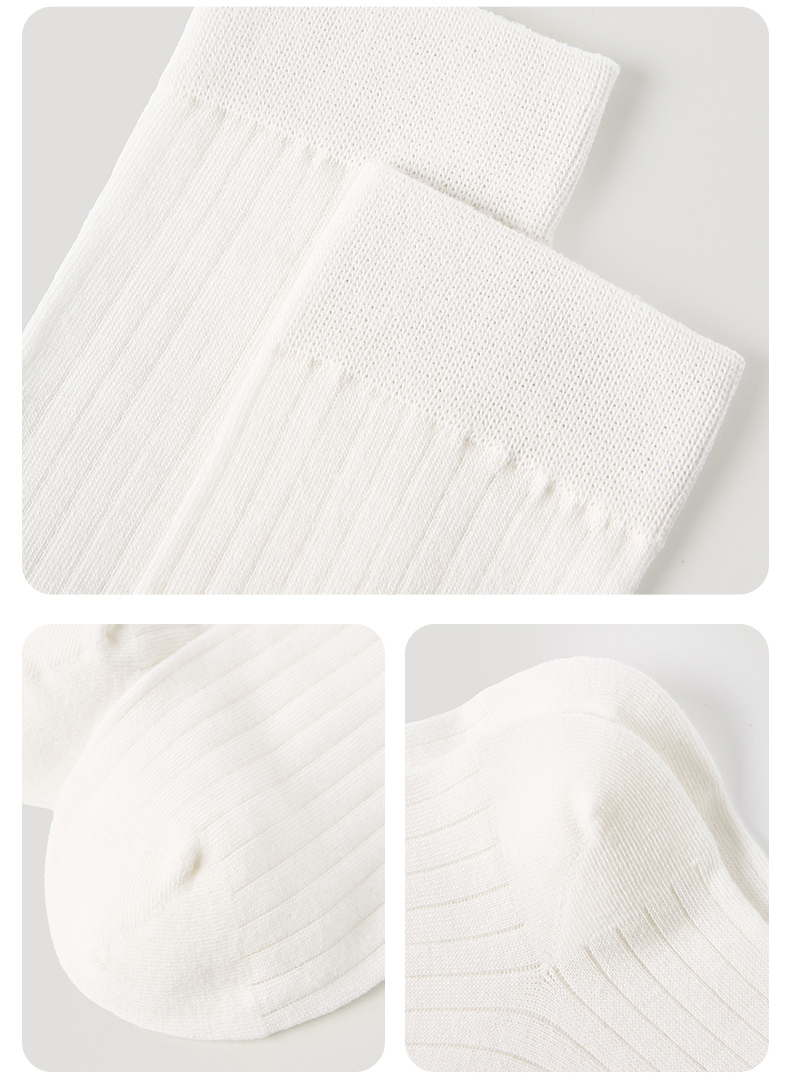 LL Socks Women White Crew Socks Mountain Island White Tea Solid Color striped Socks 1 Pairs