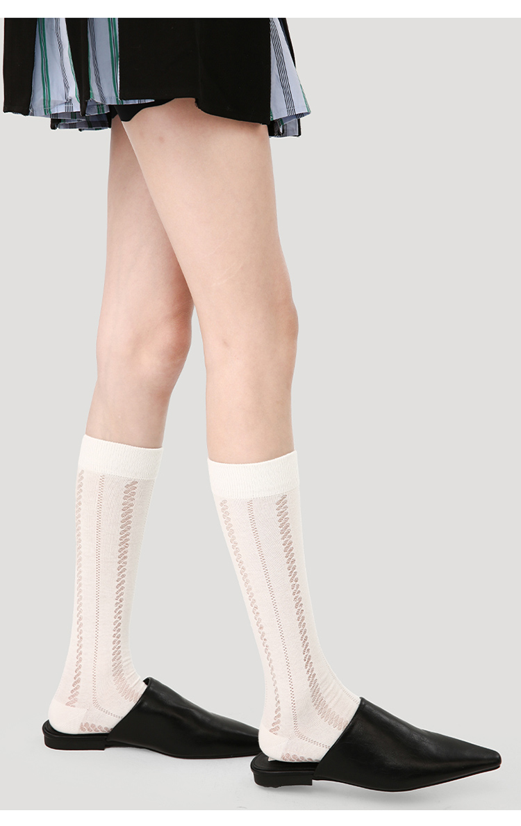 LL Socks Women White Crew Socks Starry Nebula Film Solid Color Linear Socks 1 Pairs