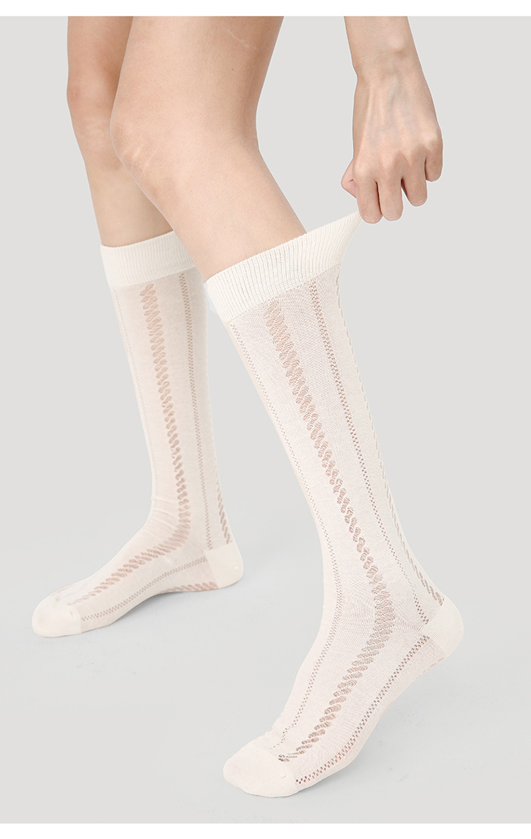 LL Socks Women White Crew Socks Starry Nebula Film Solid Color Linear Socks 1 Pairs