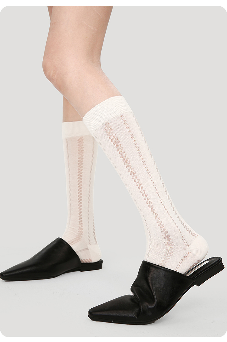 LL Socks Women White Crew Socks Starry Nebula Film Solid Color Linear Socks 1 Pairs