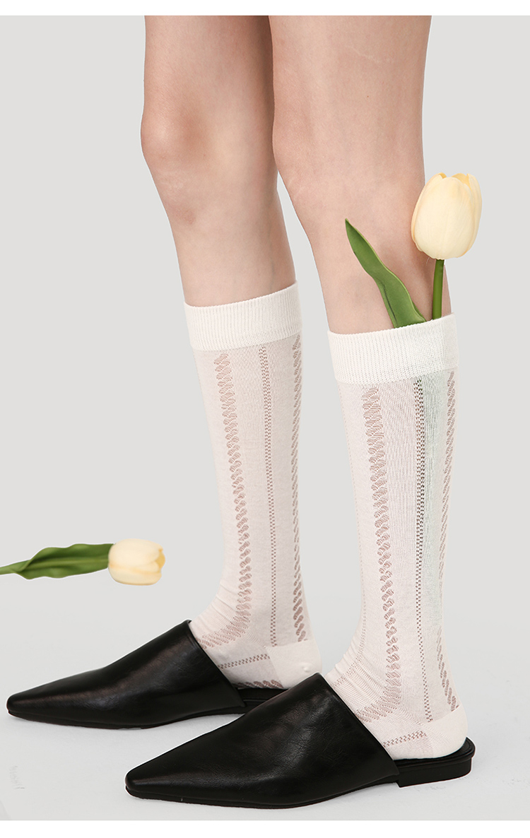 LL Socks Women White Crew Socks Starry Nebula Film Solid Color Linear Socks 1 Pairs