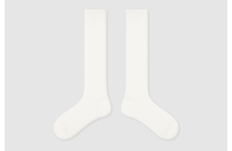 LL Socks Women White Crew Socks Tidal Code Stripes Hollow Socks 1 Pairs