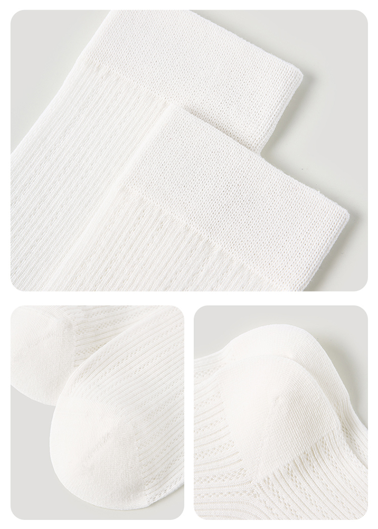 LL Socks Women White Crew Socks Tidal Code Stripes Hollow Socks 1 Pairs