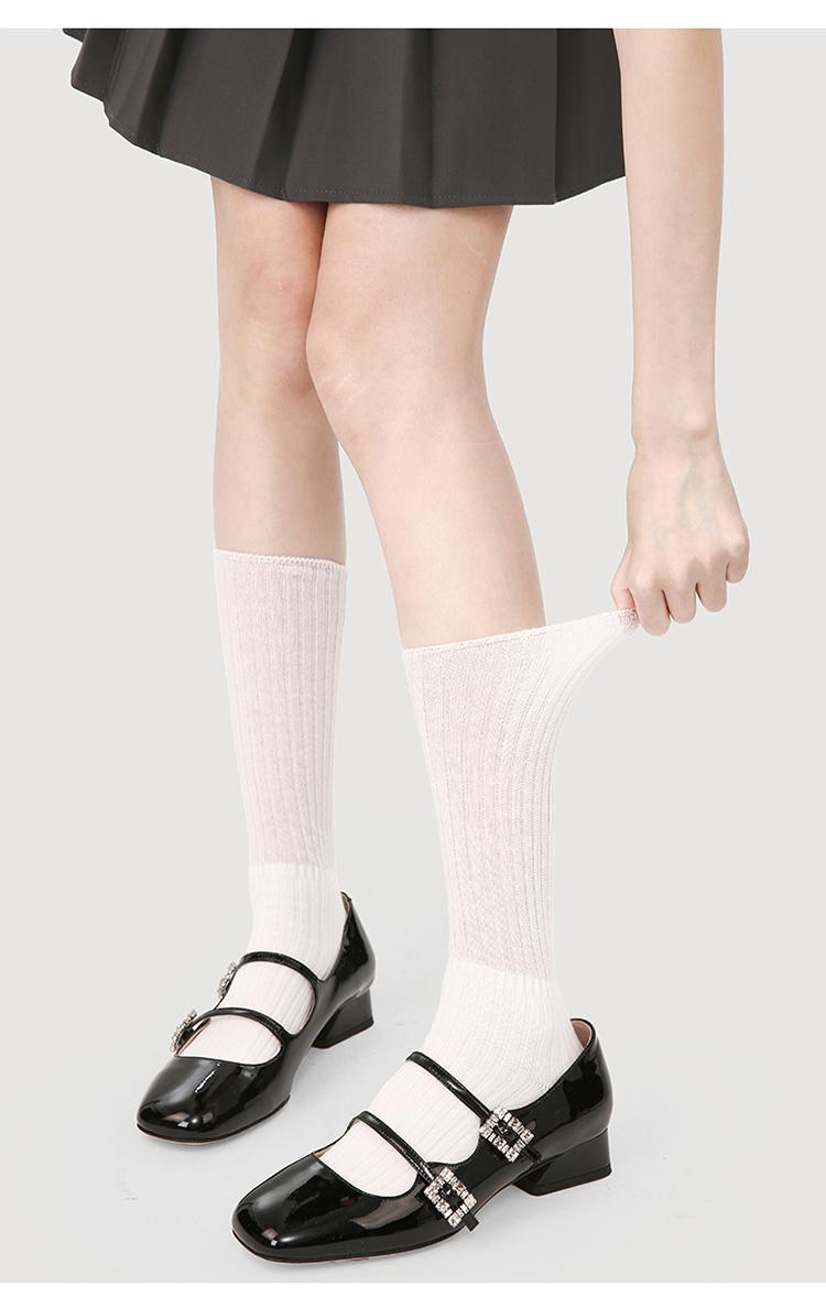 LL Socks Women White Crew Socks Trees in the Solid Color Clouds Stripes Socks 1 Pairs