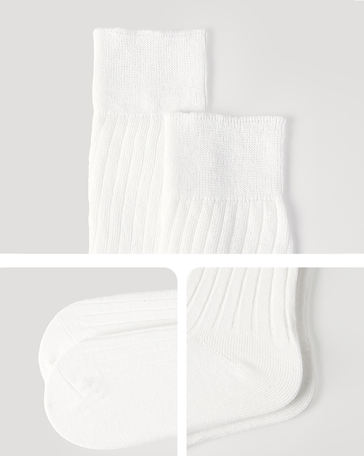 LL Socks Women White Knee High Socks Infinite Isle Solid Color Stripes Socks 1 Pairs