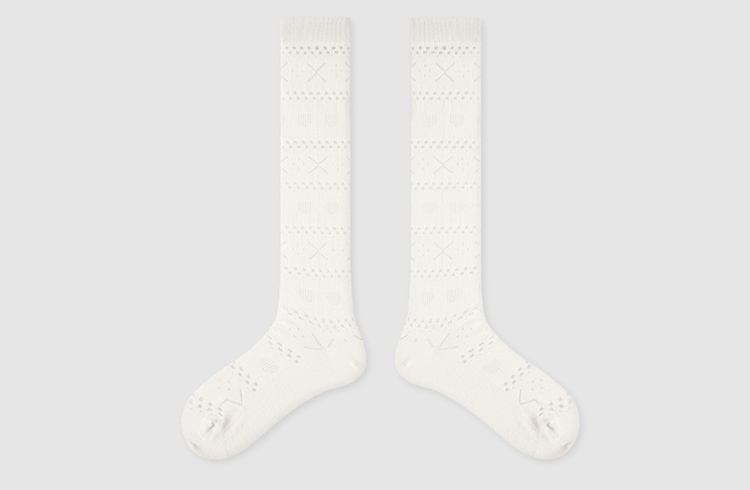 LL Socks Women White Knee High Socks Smoke Trees of Jiuzhou Solid Color love Socks 1 Pairs