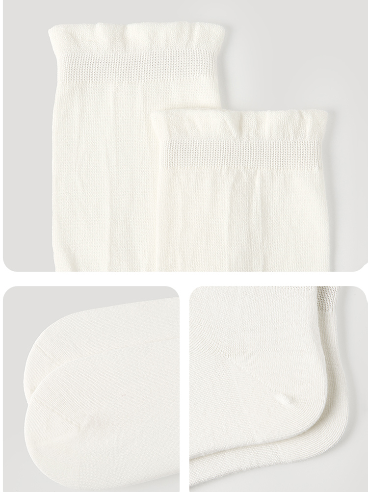 LL Socks Women White Knee High Socks White Tea Folds White Knee High Socks 1 Pairs