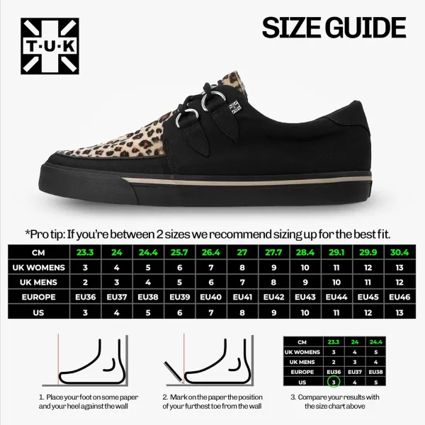 T.U.K. Leopard Creeper Sneaker Shoes for Women and Men, D Ring Lace Up Shoes
