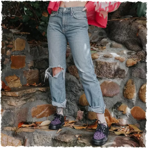 T.U.K. Leopard Creeper Sneaker Shoes for Women and Men, D Ring Lace Up Shoes
