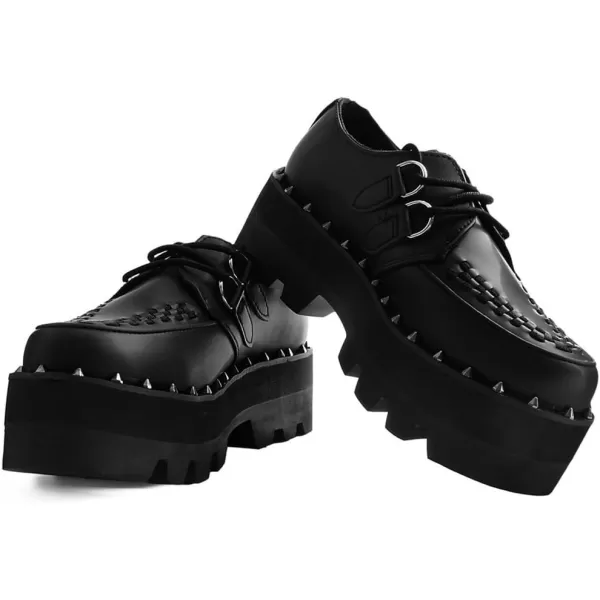 T.U.K. Shoes A9469 Unisex-Adult Platforms, Black Faux Leather Dino Lug Sole Creeper