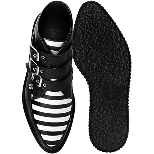 T.U.K. Shoes A9659 Unisex-Adult Boots, Black &amp; White Stripe 3-Buckle Pointed Boot