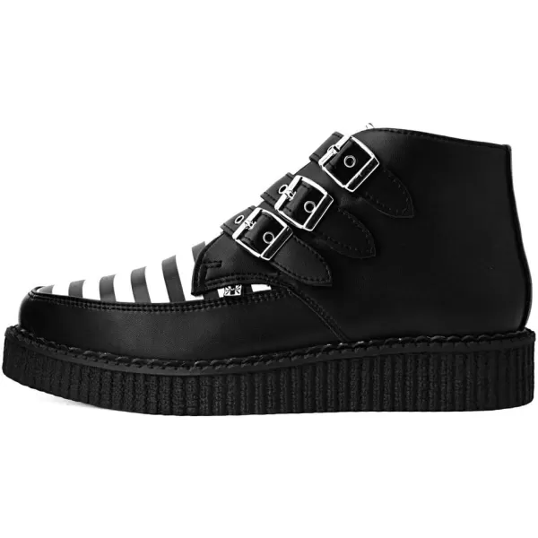 T.U.K. Shoes A9659 Unisex-Adult Boots, Black &amp; White Stripe 3-Buckle Pointed Boot