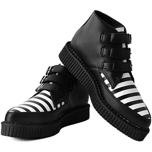 T.U.K. Shoes A9659 Unisex-Adult Boots, Black &amp; White Stripe 3-Buckle Pointed Boot