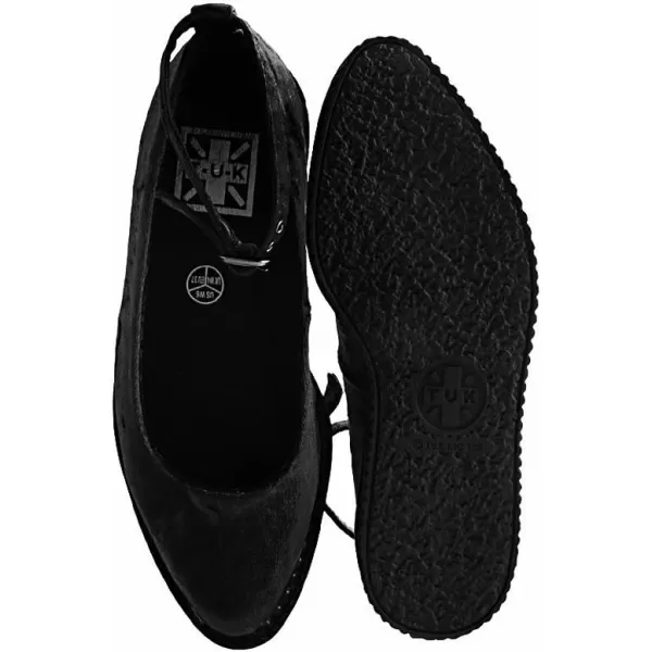 T.U.K. Shoes Black Pointed Ballet Ankle Strap Creeper Sneaker Flats for Women