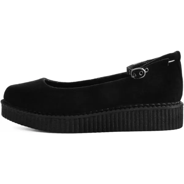 T.U.K. Shoes Black Pointed Ballet Ankle Strap Creeper Sneaker Flats for Women