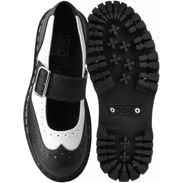 T.U.K. Shoes Black/White TUKskin™ Double Decker Mary Jane Shoes for Women, Round Toe Ankle Strap Platform Chunky Heel Gothic vintage Oxford Dress