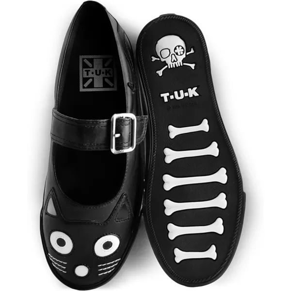 T.U.K. Shoes Kitty Face Black Mary Janes for Women