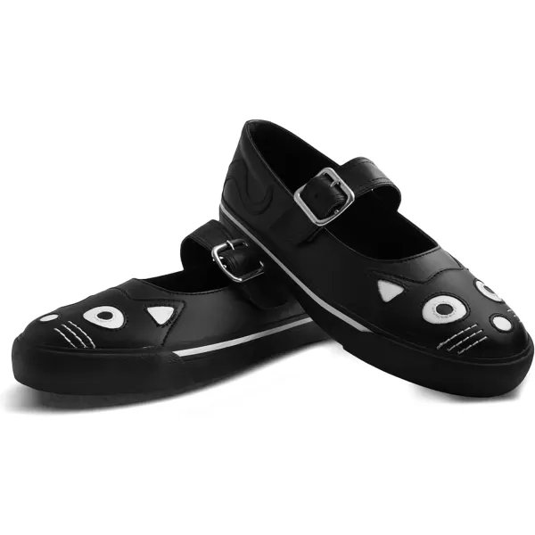 T.U.K. Shoes Kitty Face Black Mary Janes for Women