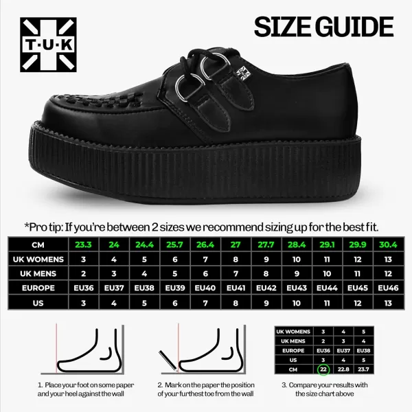 T.U.K. Shoes V9493 Unisex-Adult Creepers, Black TUKskin Viva Mondo Creeper
