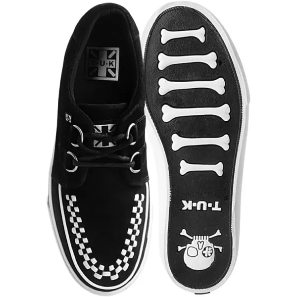 T.U.K. Suede Creeper Sneaker Shoes for Women and Men, White Sole, Interlace, D Ring Lace Up Shoes