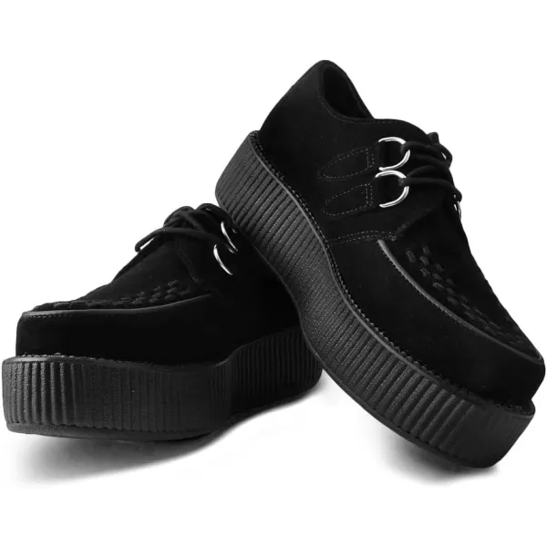 T.U.K. Suede Viva Mondo Creepers Shoes for Women and Men, Lace Up Platform Shoes