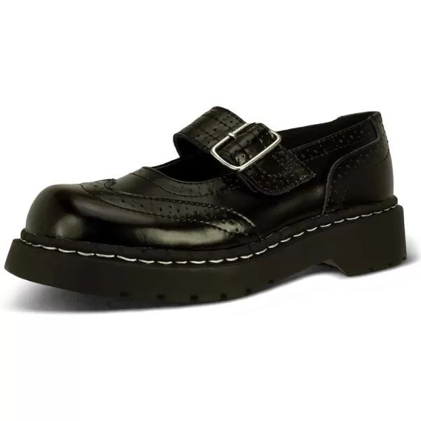 T.U.K. Leather Brogue Mary Janes Shoes for Women, Round Toe Ankle Strap Oxford Dress Shoes