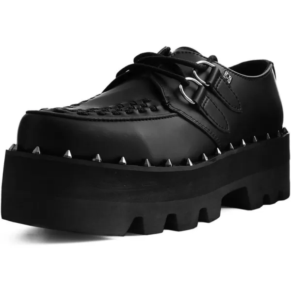 T.U.K. Shoes A9469 Unisex-Adult Platforms, Black Faux Leather Dino Lug Sole Creeper